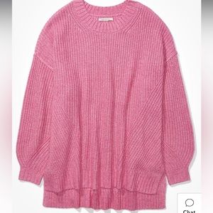 American Eagle Oversized Dreamspun Crew Neck Sweater in Pink